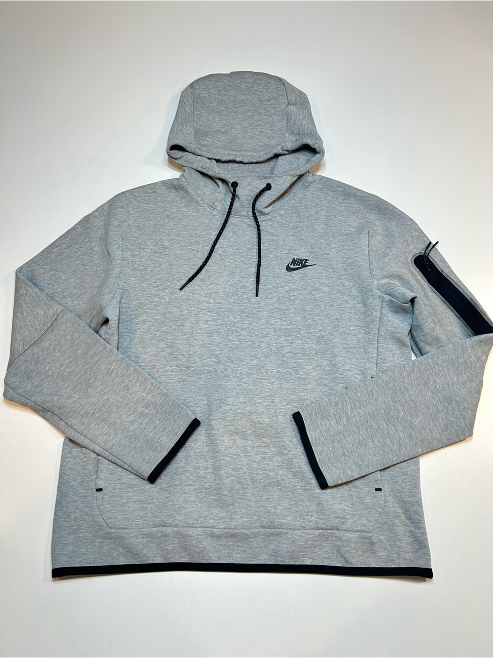 Nike Tech Fleece Grey Hoodie Full Zip Arm Pocket Lightweight Sportswear Hood